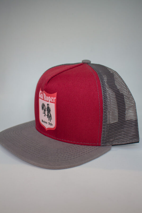 Boné Trucker Cinza e Vermelho