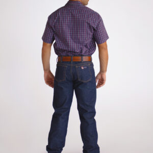 Camisa Masculina Country Manga Curta Xadrez Roxa