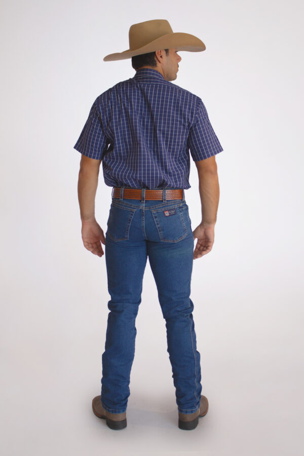 Camisa Masculina Country Manga Curta Xadrez Azul Escuro - Image 6