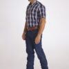 Camisa Masculina Country Manga Curta xadrez azul com faixas brancas - Image 5