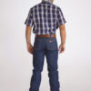 Camisa Masculina Country Manga Curta xadrez azul com faixas brancas - Image 2