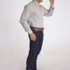 Camisa Masculina Country Manga Longa Xadrez branca com faixas cinza claro - Image 5
