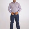 Camisa Masculina Country Manga Longa Xadrez azul claro com faixas brancas