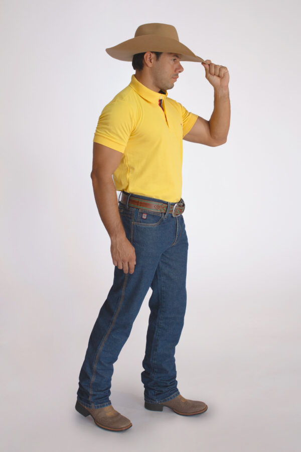 Camisa Gola Polo Masculina Clássica Amarelo - Image 3