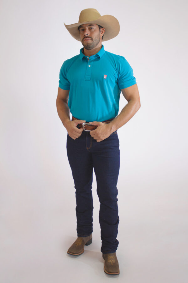 Camisa Gola Polo Masculina Clássica Azul Turquesa - Image 8