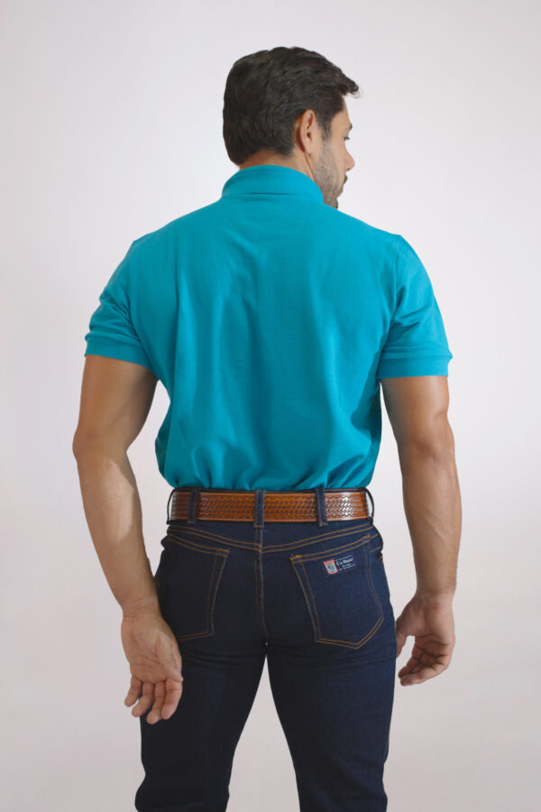 Camisa Gola Polo Masculina Clássica Azul Turquesa - Image 5