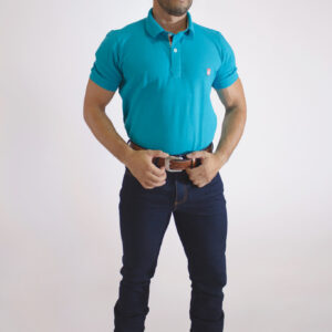 Camisa Gola Polo Masculina Clássica Azul Turquesa