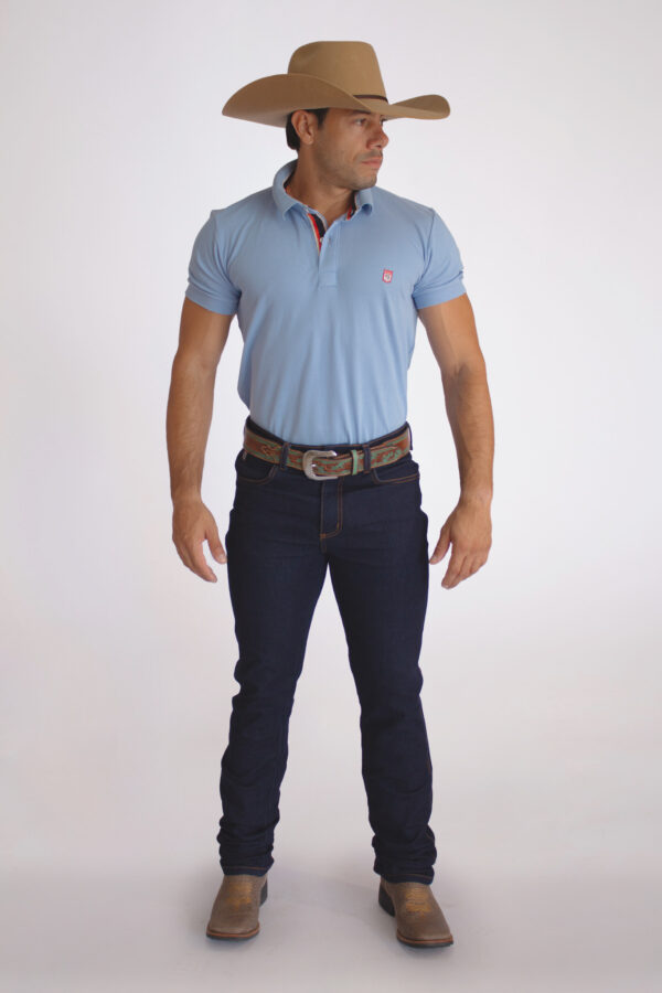 Camisa Gola Polo Masculina Clássica Azul Claro - Image 2