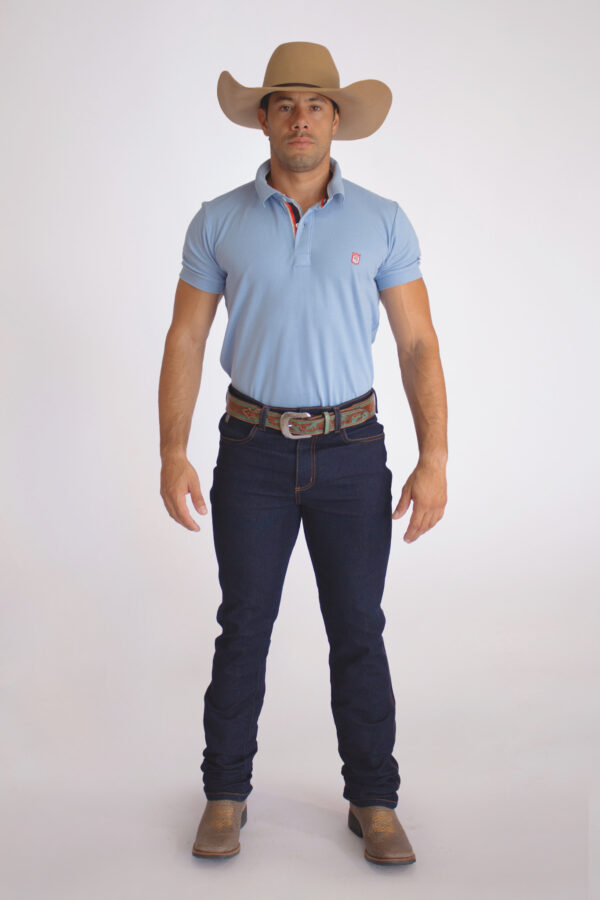 Camisa Gola Polo Masculina Clássica Azul Claro