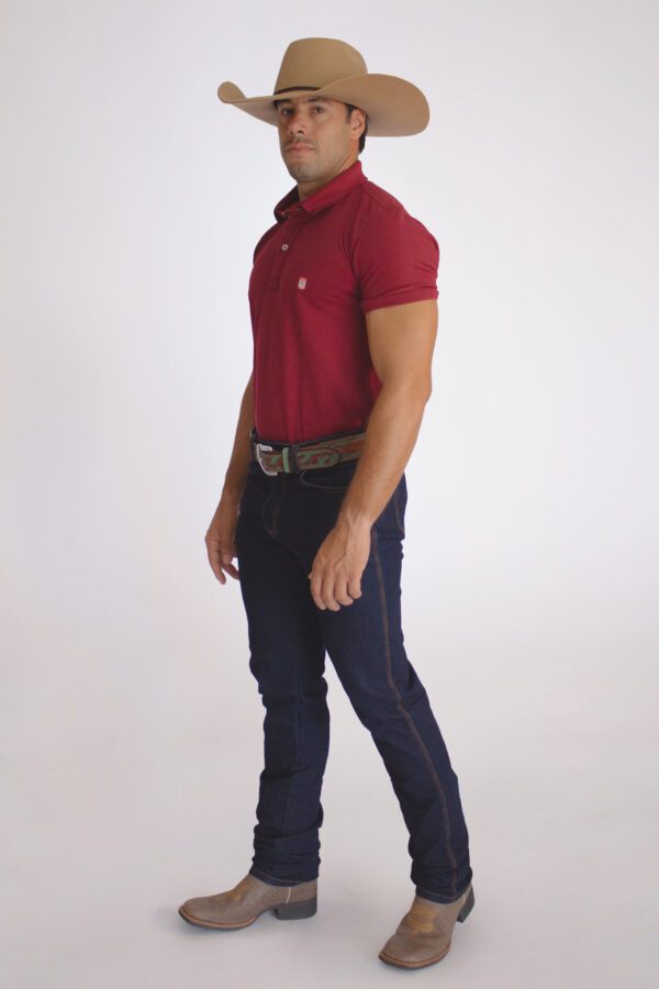 Camisa Gola Polo Masculina Clássica Vinho - Image 3