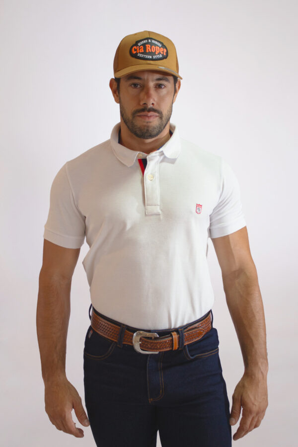 Camisa Gola Polo Masculina Clássica Branca - Image 4