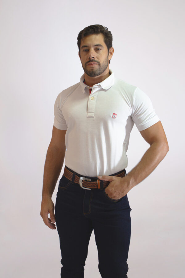 Camisa Gola Polo Masculina Clássica Branca - Image 3