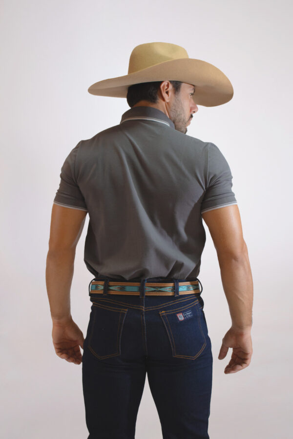 Camisa Gola Polo Masculina Clássica Cinza - Image 3