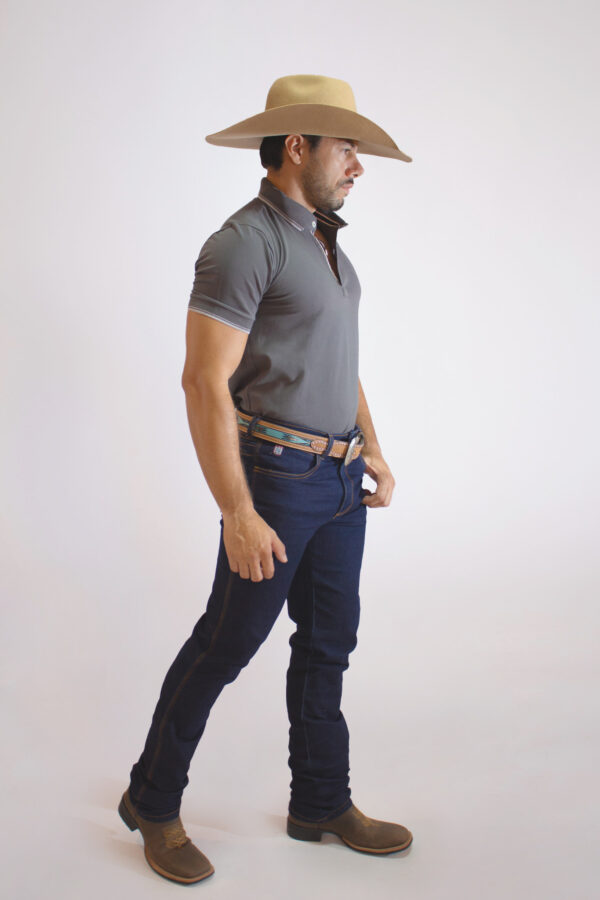 Camisa Gola Polo Masculina Clássica Cinza - Image 4