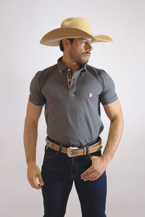 Camisa Gola Polo Masculina Clássica Cinza - Image 5