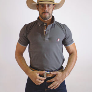Camisa Gola Polo Masculina Clássica Cinza