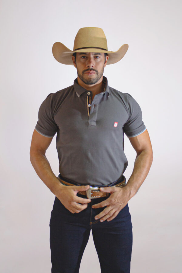 Camisa Gola Polo Masculina Clássica Cinza