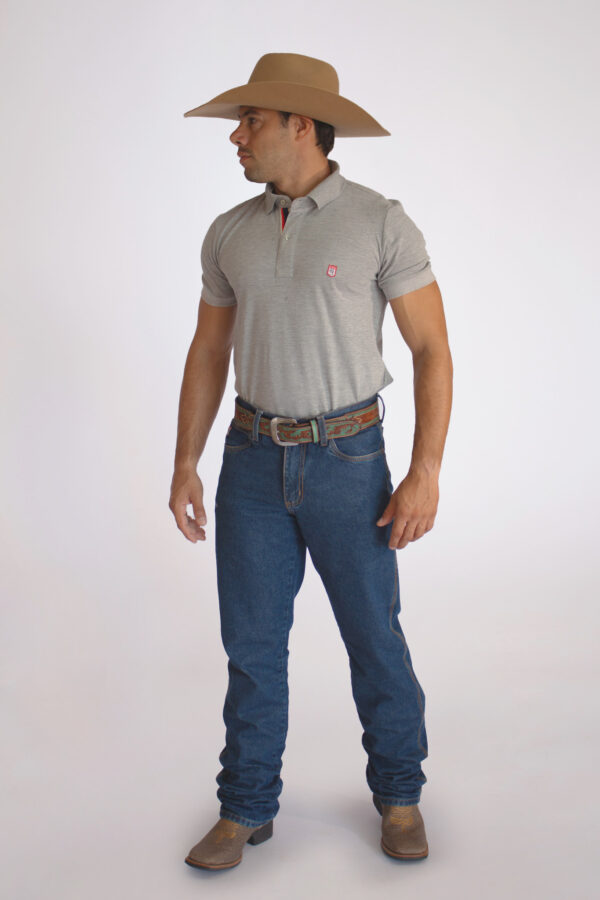 Camisa Gola Polo Masculina Clássica Cinza - Image 3