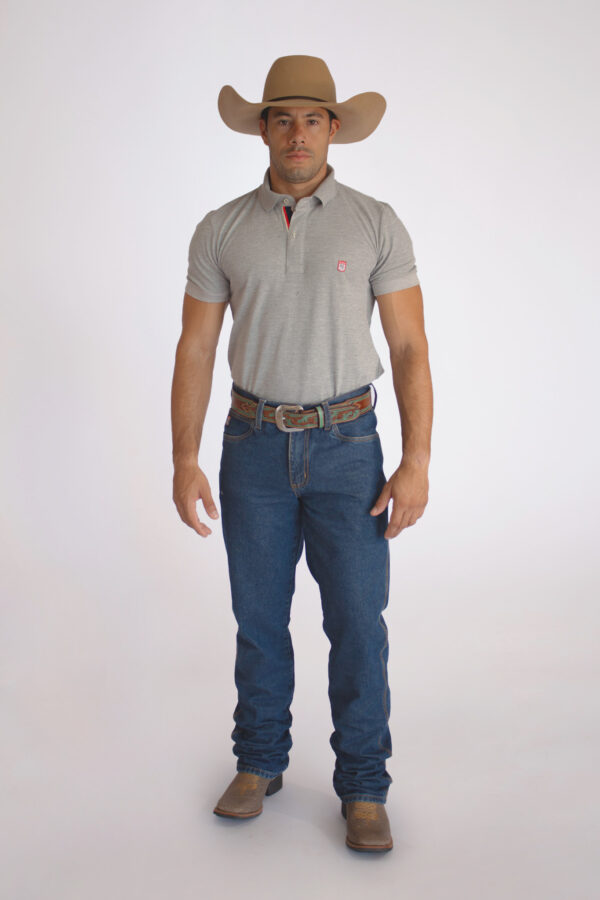 Camisa Gola Polo Masculina Clássica Cinza