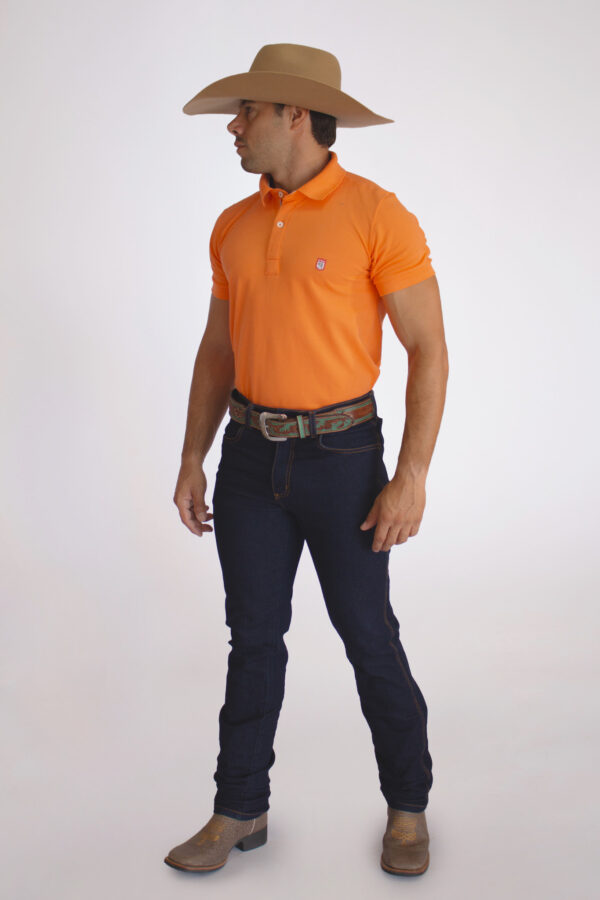 Camisa Gola Polo Masculina Clássica Laranja - Image 4