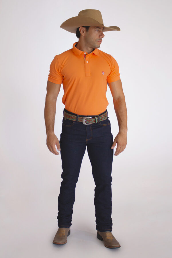 Camisa Gola Polo Masculina Clássica Laranja - Image 2