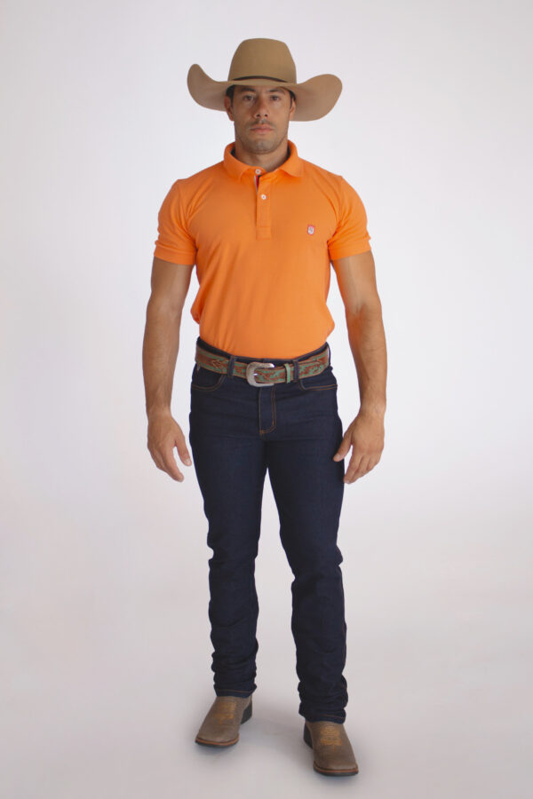 Camisa Gola Polo Masculina Clássica Laranja