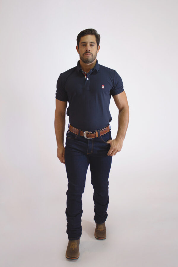 Camisa Gola Polo Masculina Clássica Azul Marinho - Image 4
