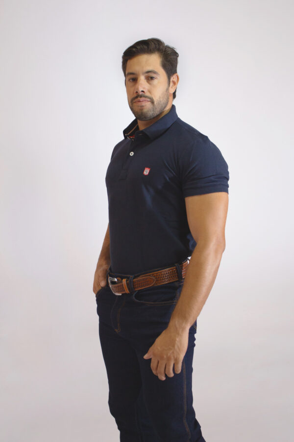 Camisa Gola Polo Masculina Clássica Azul Marinho - Image 2