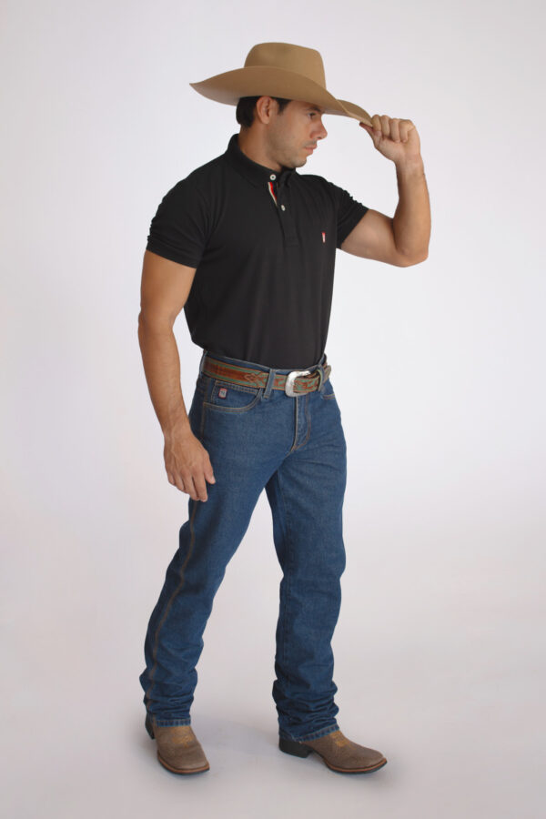 Camisa Gola Polo Masculina Clássica Preta - Image 3