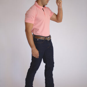 Camisa Gola Polo Masculina Clássica Rosa Claro