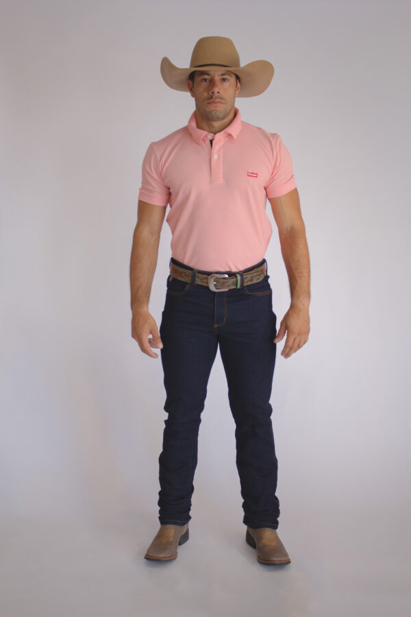 Camisa Gola Polo Masculina Clássica Rosa Claro - Image 5