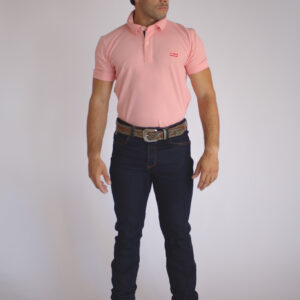 Camisa Gola Polo Masculina Clássica Rosa Claro