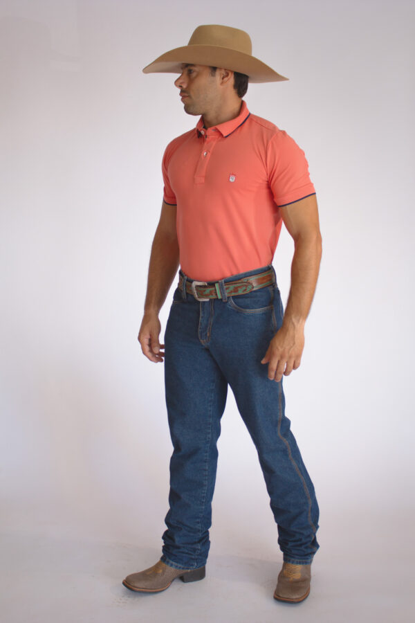 Camisa Gola Polo Masculina Clássica Salmão - Image 4
