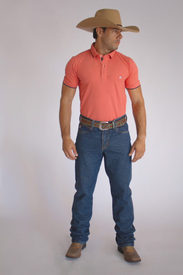 Camisa Gola Polo Masculina Clássica Salmão - Image 2