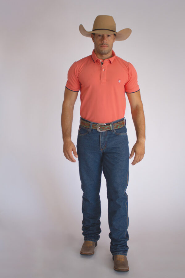 Camisa Gola Polo Masculina Clássica Salmão