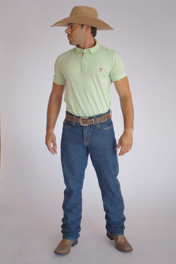 Camisa Gola Polo Masculina Clássica Verde Claro - Image 5