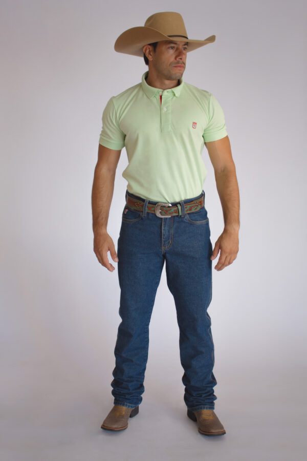 Camisa Gola Polo Masculina Clássica Verde Claro - Image 2