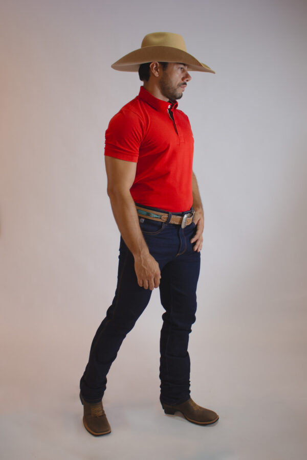 Camisa Gola Polo Masculina Clássica Vermelha - Image 3