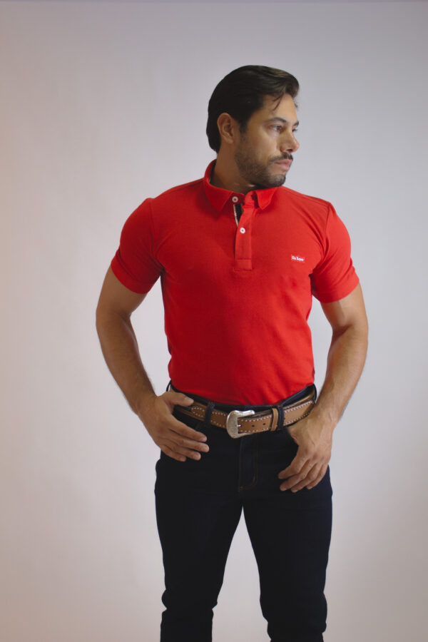 Camisa Gola Polo Masculina Clássica Vermelha - Image 4