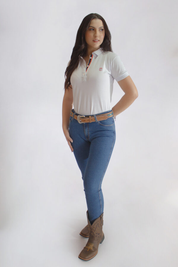 Camisa Gola Polo Feminina Clássica Branca - Image 11
