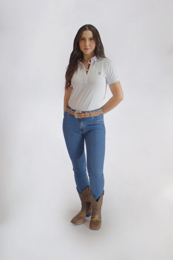 Camisa Gola Polo Feminina Clássica Branca - Image 9