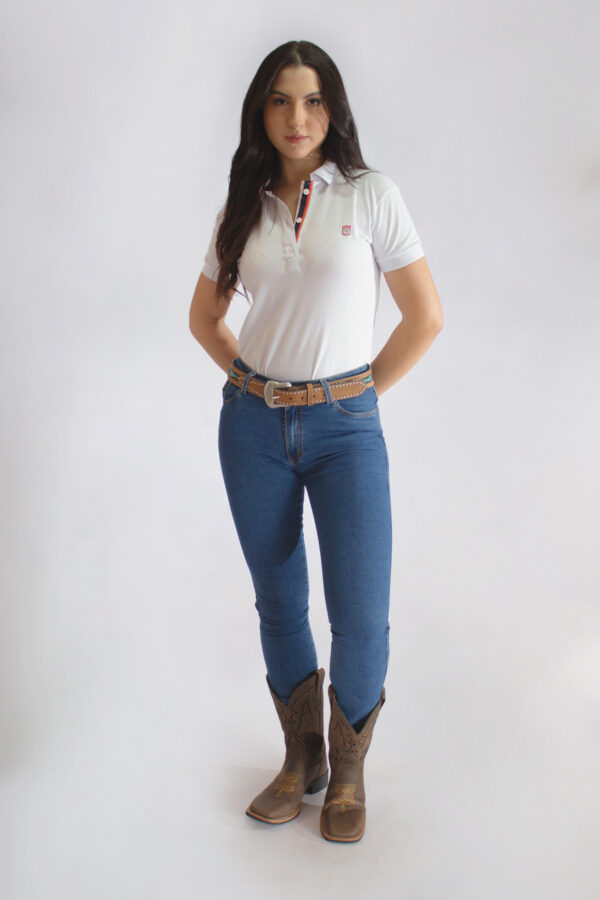 Camisa Gola Polo Feminina Clássica Branca - Image 8