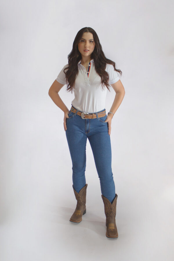 Camisa Gola Polo Feminina Clássica Branca - Image 7