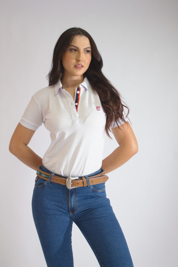 Camisa Gola Polo Feminina Clássica Branca - Image 23