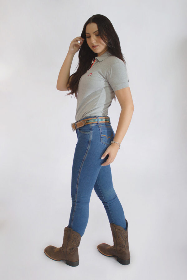Camisa Gola Polo Feminina Clássica Cinza - Image 16
