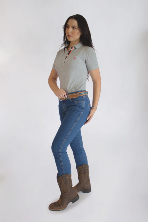 Camisa Gola Polo Feminina Clássica Cinza - Image 12
