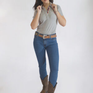 Camisa Gola Polo Feminina Clássica Cinza