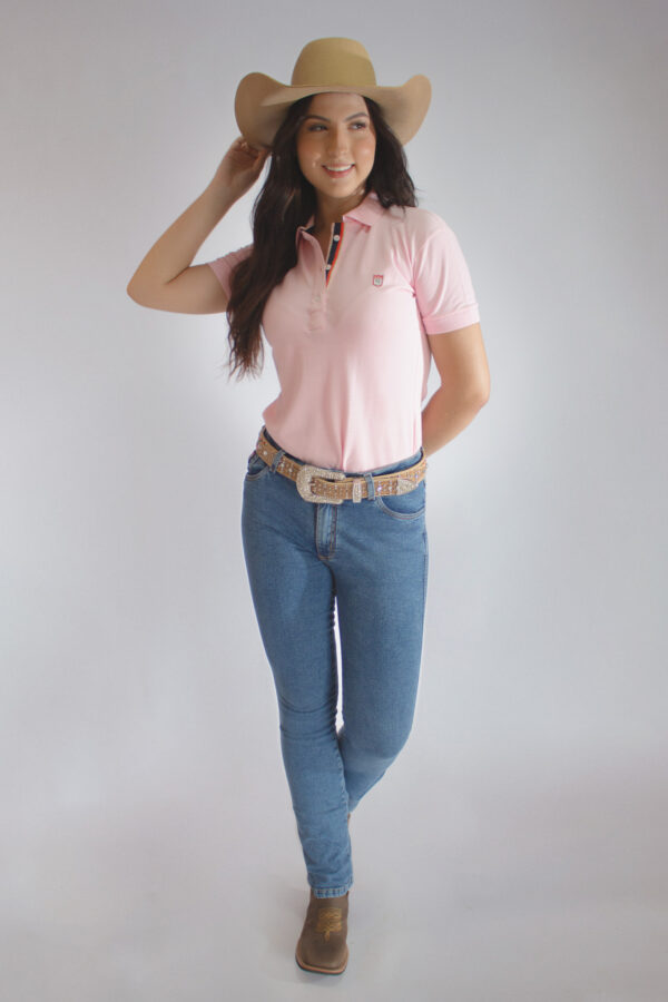 Camisa Gola Polo Feminina Clássica Rosa - Image 16