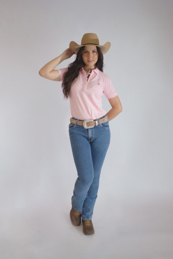 Camisa Gola Polo Feminina Clássica Rosa - Image 15