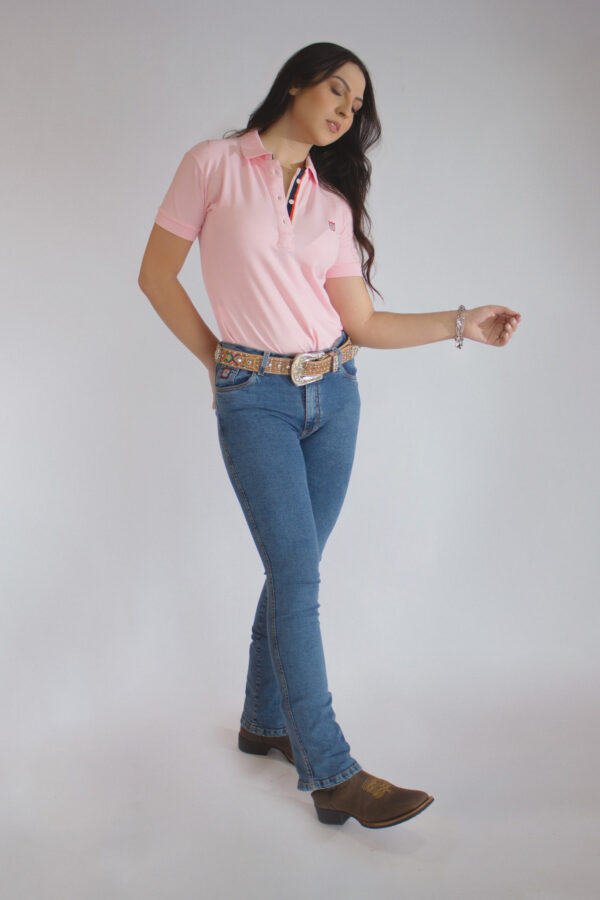 Camisa Gola Polo Feminina Clássica Rosa - Image 12
